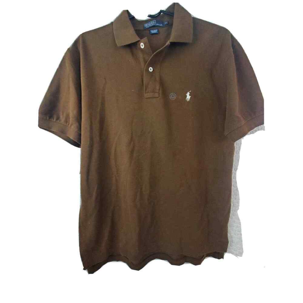 Ralph lauren Polo Men'sT Shirt brown shorts sleeve sz M cotton